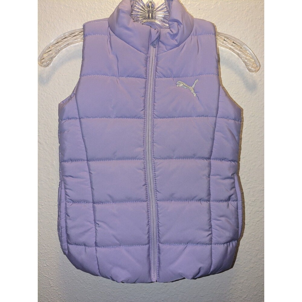 NWT Puma Puffer Vest Full Zip With Pockets Lavender Girls Size Xs 5/6